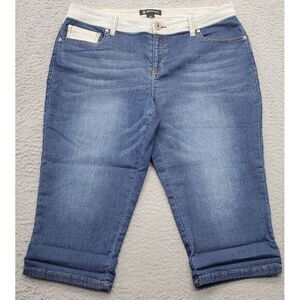 INC International‎ Concepts Capri Jeans Womens Petite 12 Blue Mid Rise Stretch